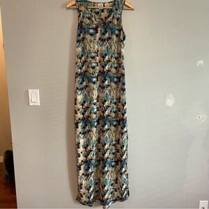 Vero Moda Blue and Tan Maxi Dress